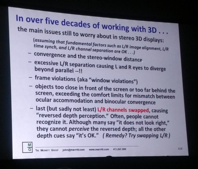 Figure 7.  Fifty years of advice on stereoscopic imaging as summarized by IS&T Lifetime Achievement Award winner John O. Merritt of The Merritt Group.